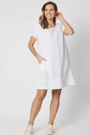 Ruffle Hem Dress - White - GS11