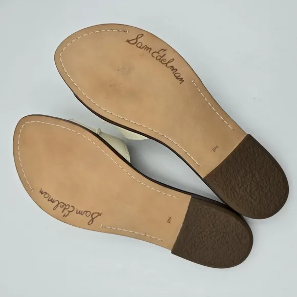 Sam Edelman Gaige Flat Slide Sandals, Modern Ivory, Women's 10.5, Like New!