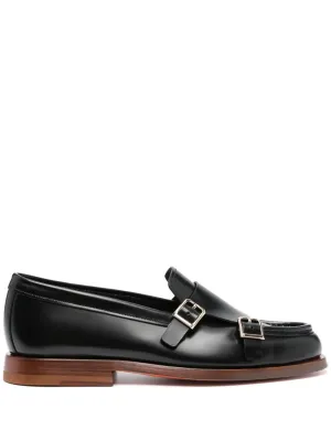 Santoni double-buckle leather loafers