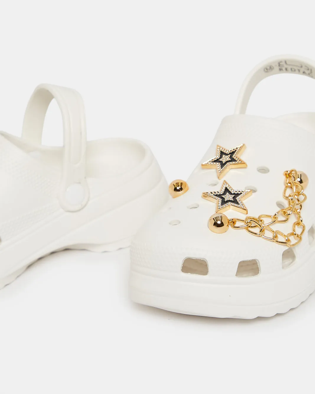 Senior Girls White Star Charm Clog
