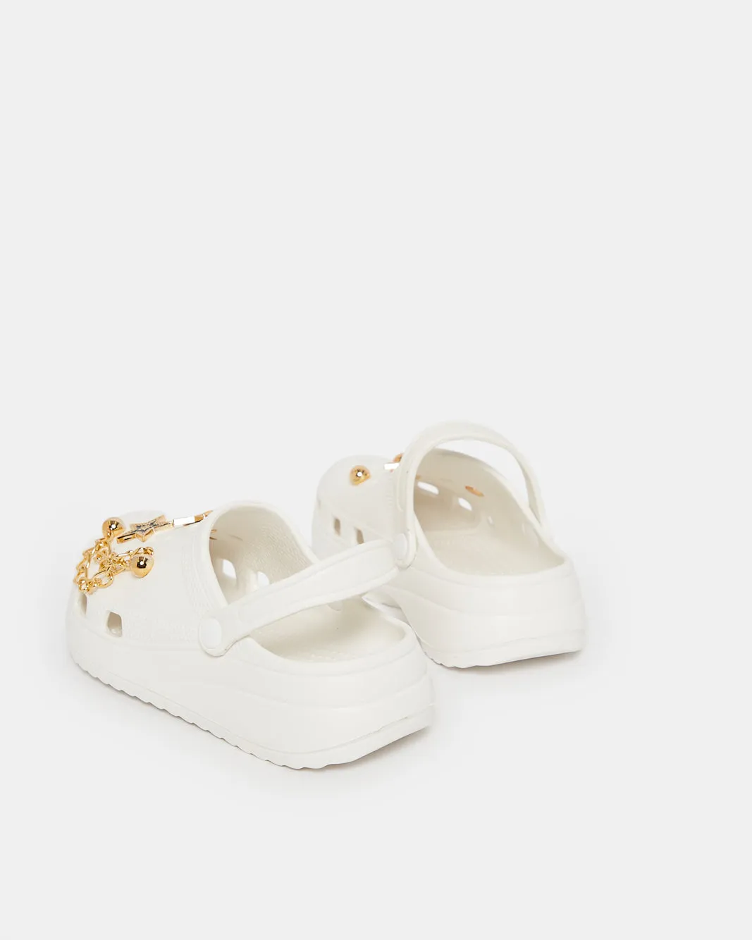 Senior Girls White Star Charm Clog