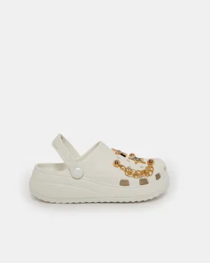 Senior Girls White Star Charm Clog