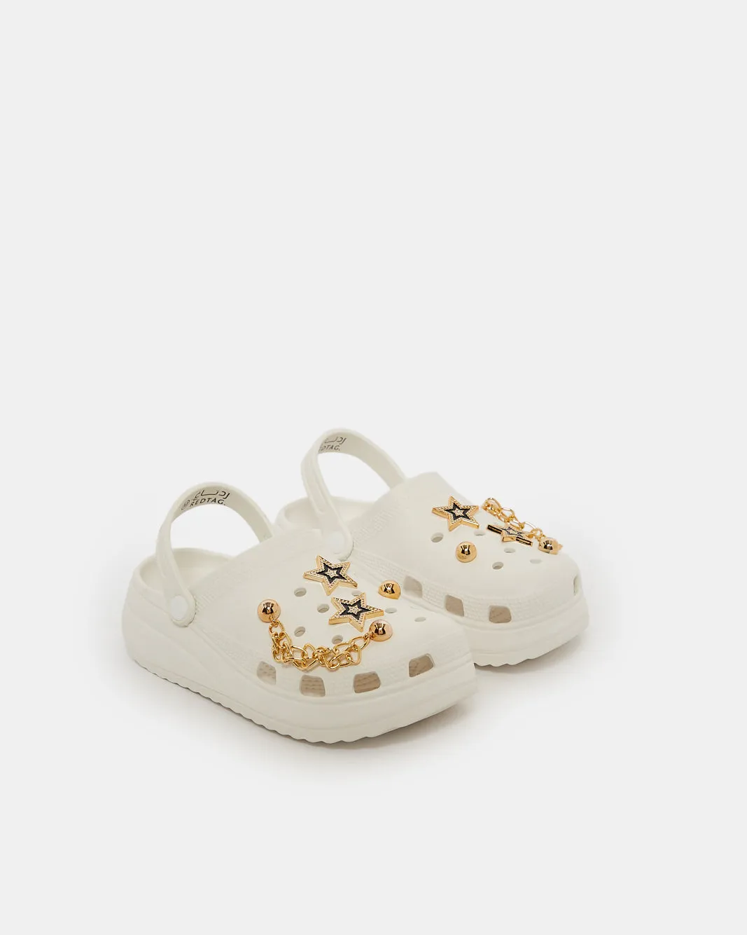 Senior Girls White Star Charm Clog