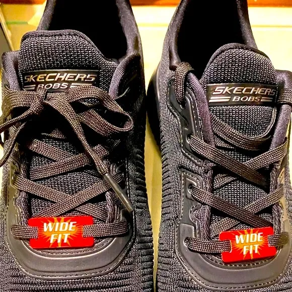 SKECHERS BOBS SQUAD TOUGH TALK BLACK MEMORY FOAM SNEAKERS