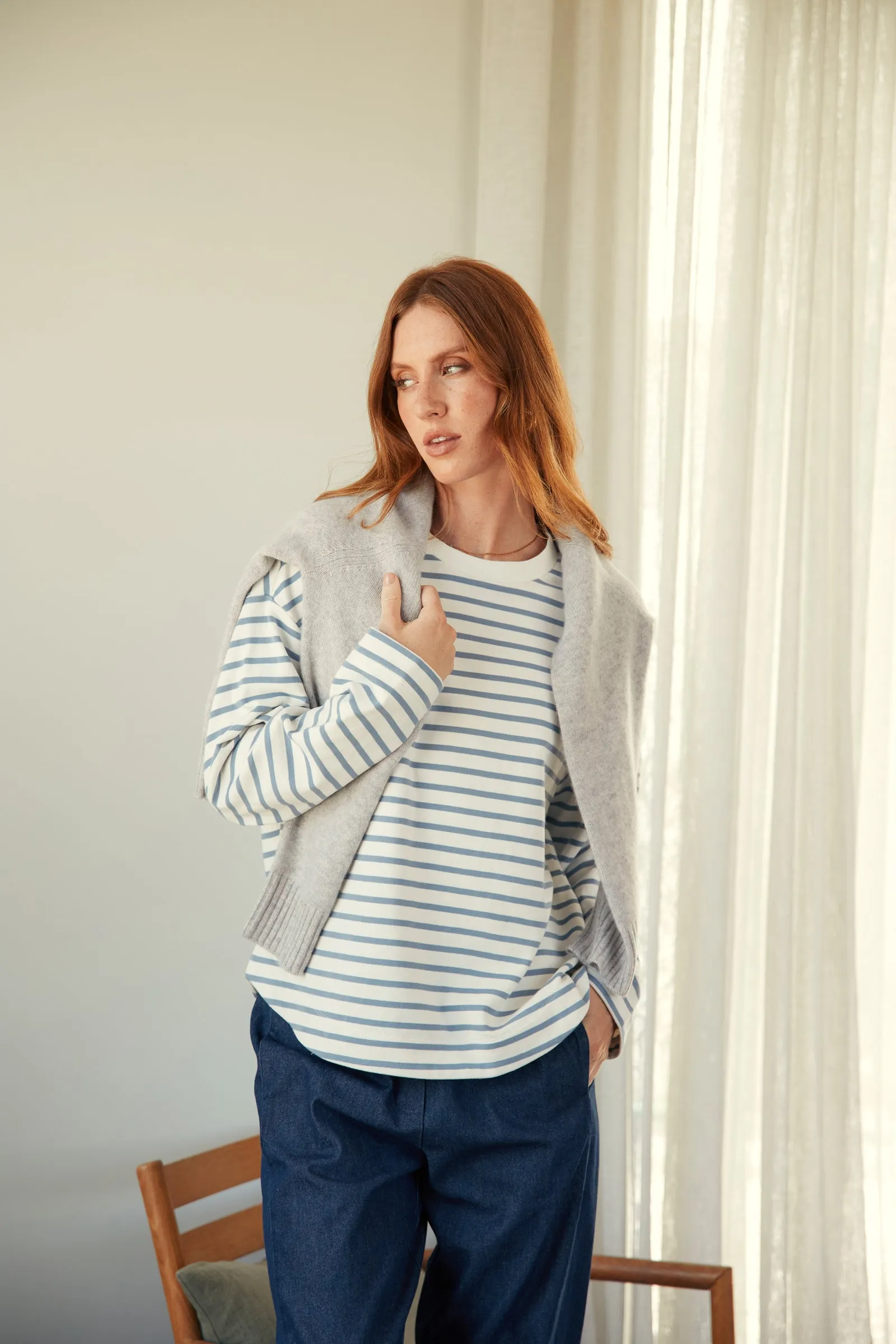 Solo Crew Sweat - Powder Stripe