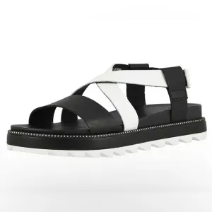 Sorel Roaming Criss Cross Black White Sling backs Sandals Women's Size 10.5