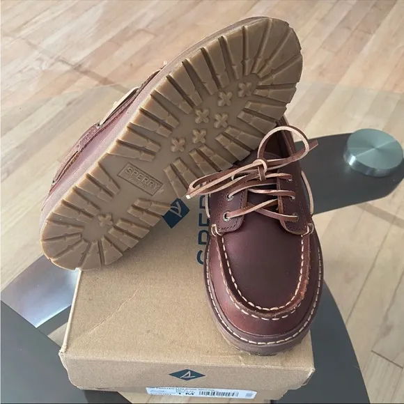 Sperry Loafers Kids Brown Leather Shoes- SZ 1