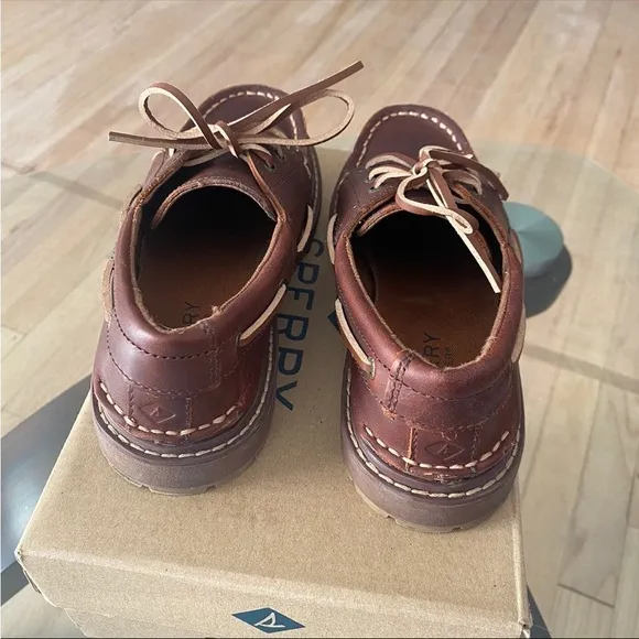 Sperry Loafers Kids Brown Leather Shoes- SZ 1
