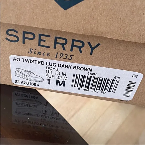 Sperry Loafers Kids Brown Leather Shoes- SZ 1