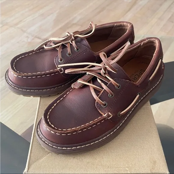 Sperry Loafers Kids Brown Leather Shoes- SZ 1