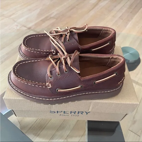 Sperry Loafers Kids Brown Leather Shoes- SZ 1