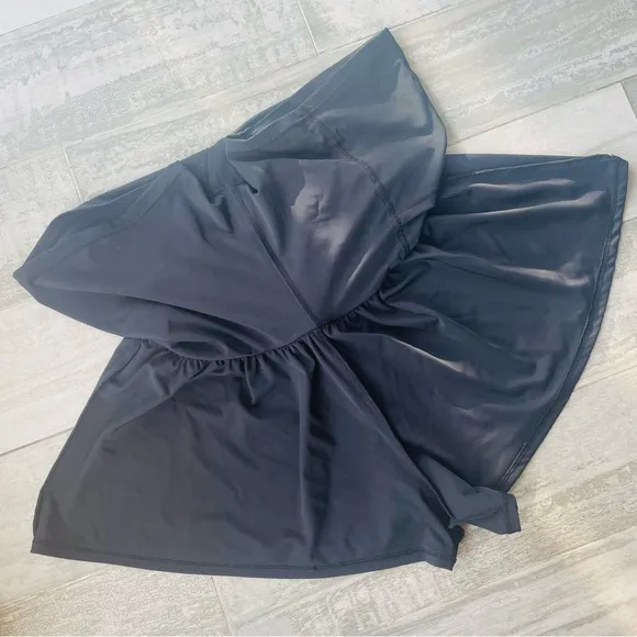 Sport Tennis Run Black Nylon Skort Short Shorts Skirt XS S M