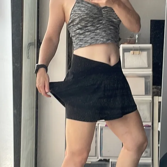 Sport Tennis Run Black Nylon Skort Short Shorts Skirt XS S M
