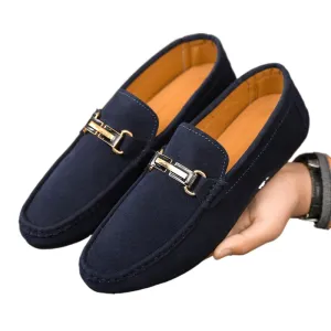 Spring and summer men's shoes low-top Doudou shoes versatile casual shoes breathable leather shoes black work shoes one pedal