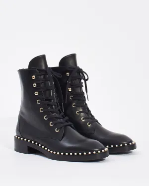 Stuart Weitzman Pearl Detailed Lace Up Combat Boots - 6B