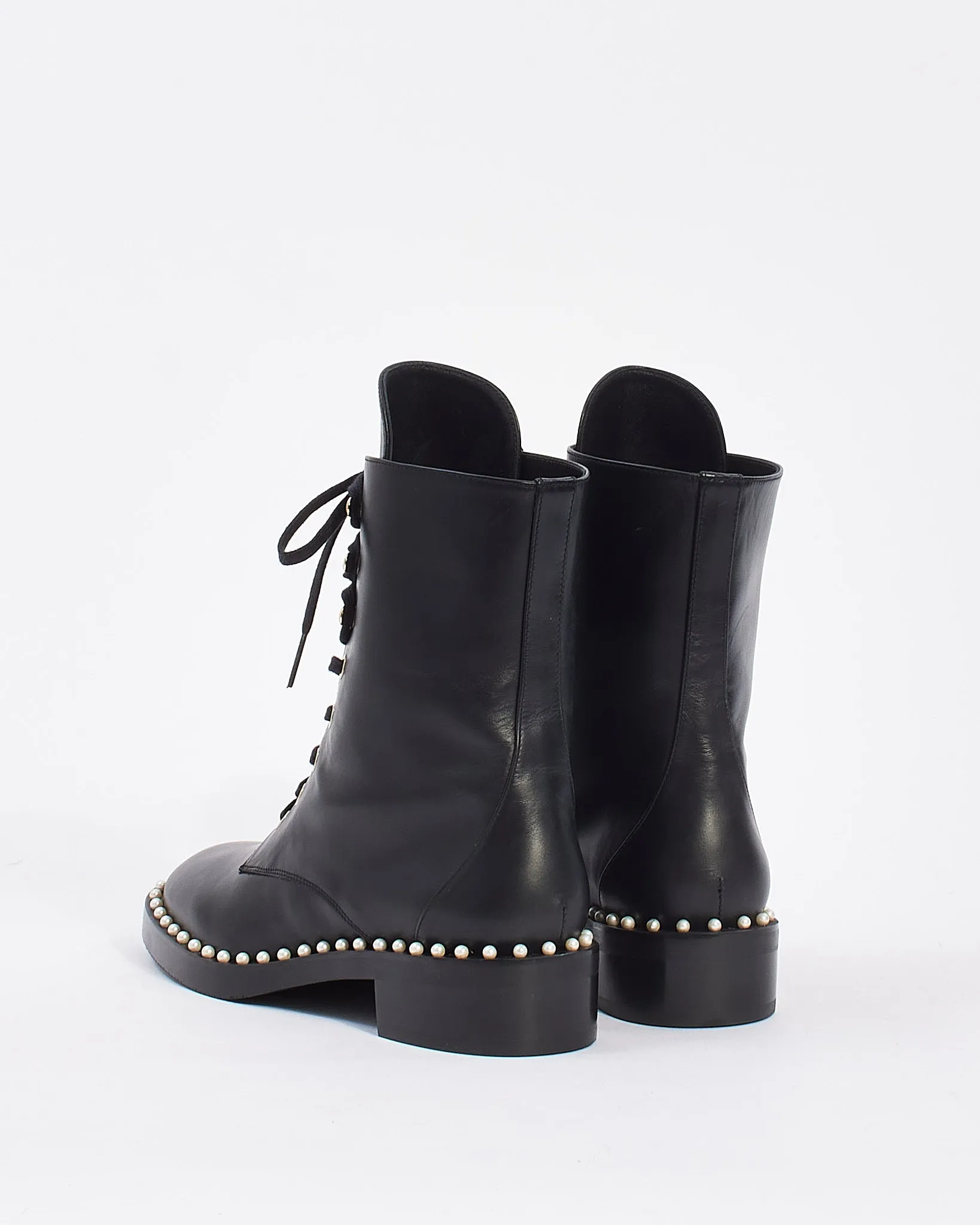 Stuart Weitzman Pearl Detailed Lace Up Combat Boots - 6B