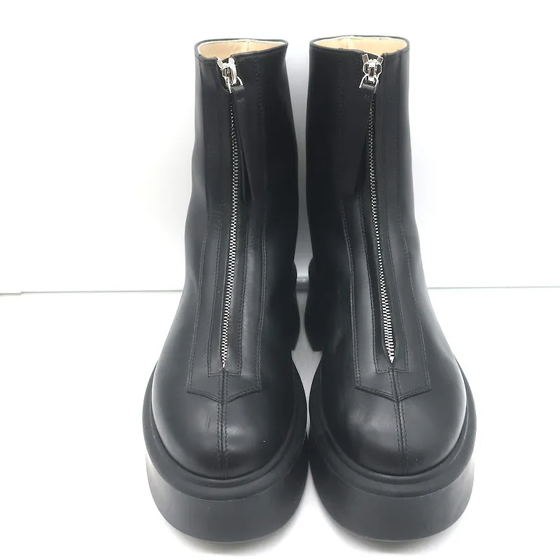 The Row Zipped Combat Boots Black Leather Size 39 Platform Ankle Boots