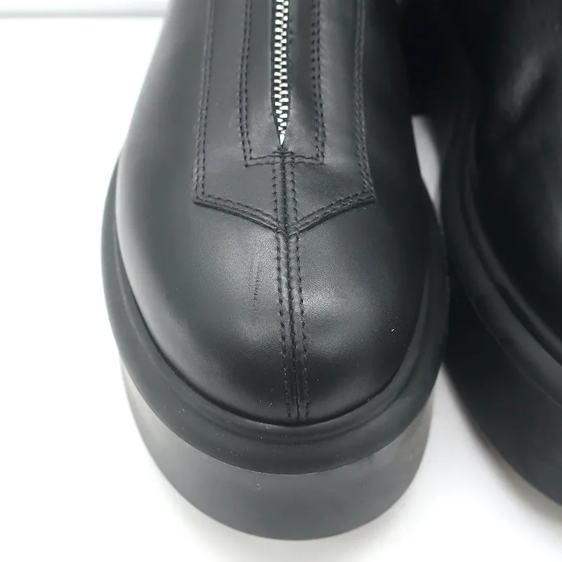 The Row Zipped Combat Boots Black Leather Size 39 Platform Ankle Boots