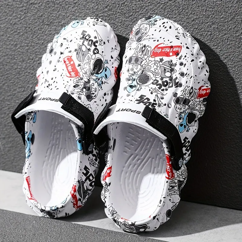 Vibrant Graffiti Print Clogs - Ultra-Breathable, Lightweight EVA Summer Beach Slide Shoes for Casual Outdoor Garden Occasions, Design for Men and Women