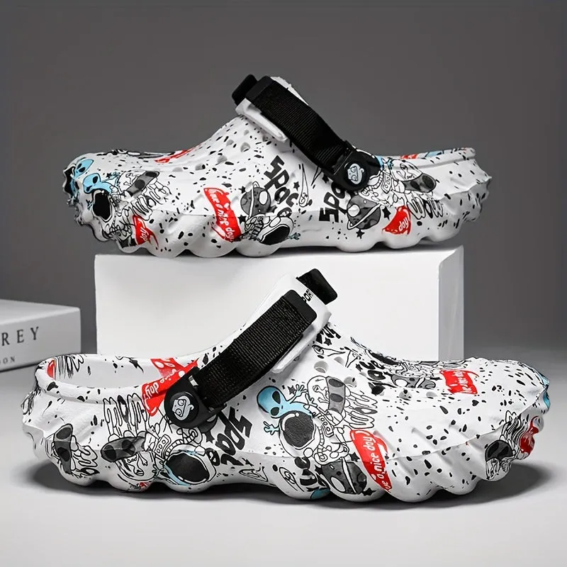 Vibrant Graffiti Print Clogs - Ultra-Breathable, Lightweight EVA Summer Beach Slide Shoes for Casual Outdoor Garden Occasions, Design for Men and Women