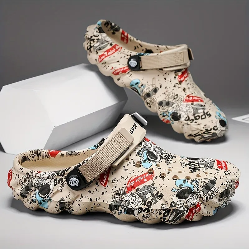 Vibrant Graffiti Print Clogs - Ultra-Breathable, Lightweight EVA Summer Beach Slide Shoes for Casual Outdoor Garden Occasions, Design for Men and Women