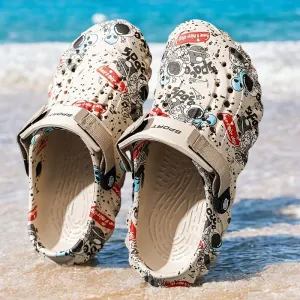 Vibrant Graffiti Print Clogs - Ultra-Breathable, Lightweight EVA Summer Beach Slide Shoes for Casual Outdoor Garden Occasions, Design for Men and Women