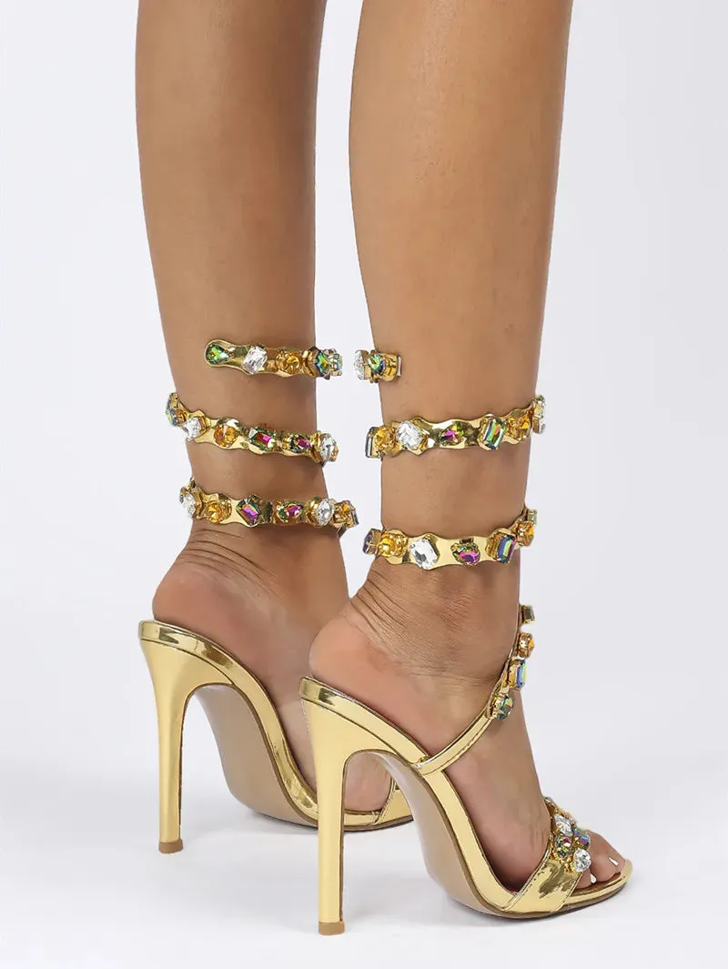 VougeVamp Luxury Crystal Gladiator Sandals – Stiletto High Heels for Weddings & Prom