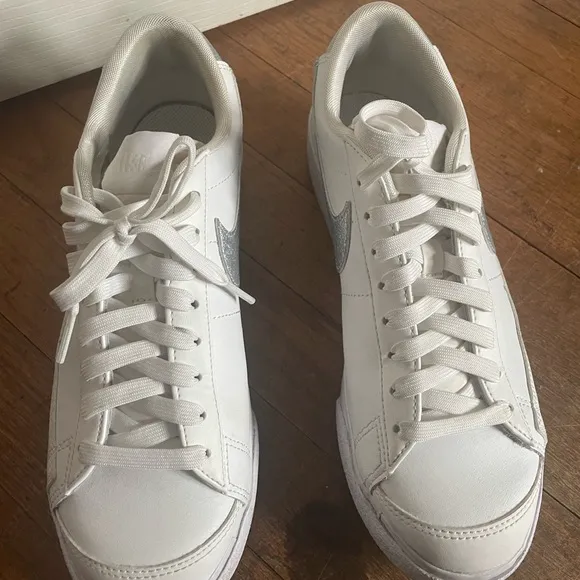 White and Silver Nike Sneakers