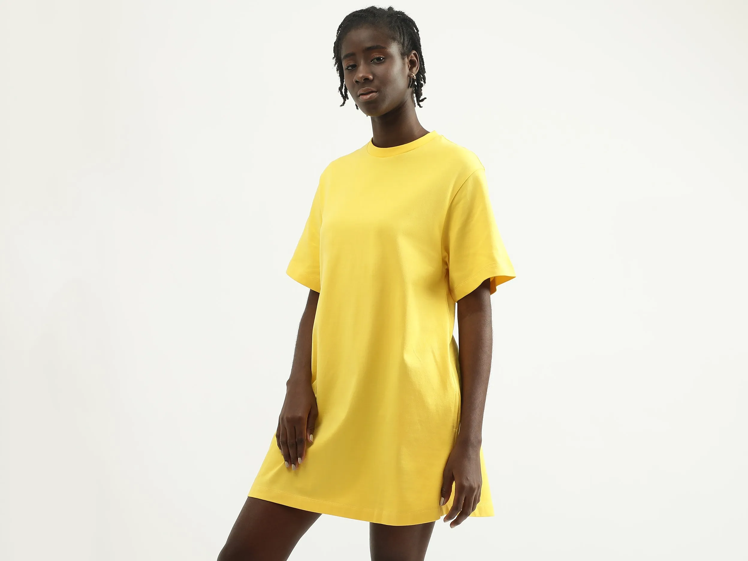 Women Solid Round Neck Dress