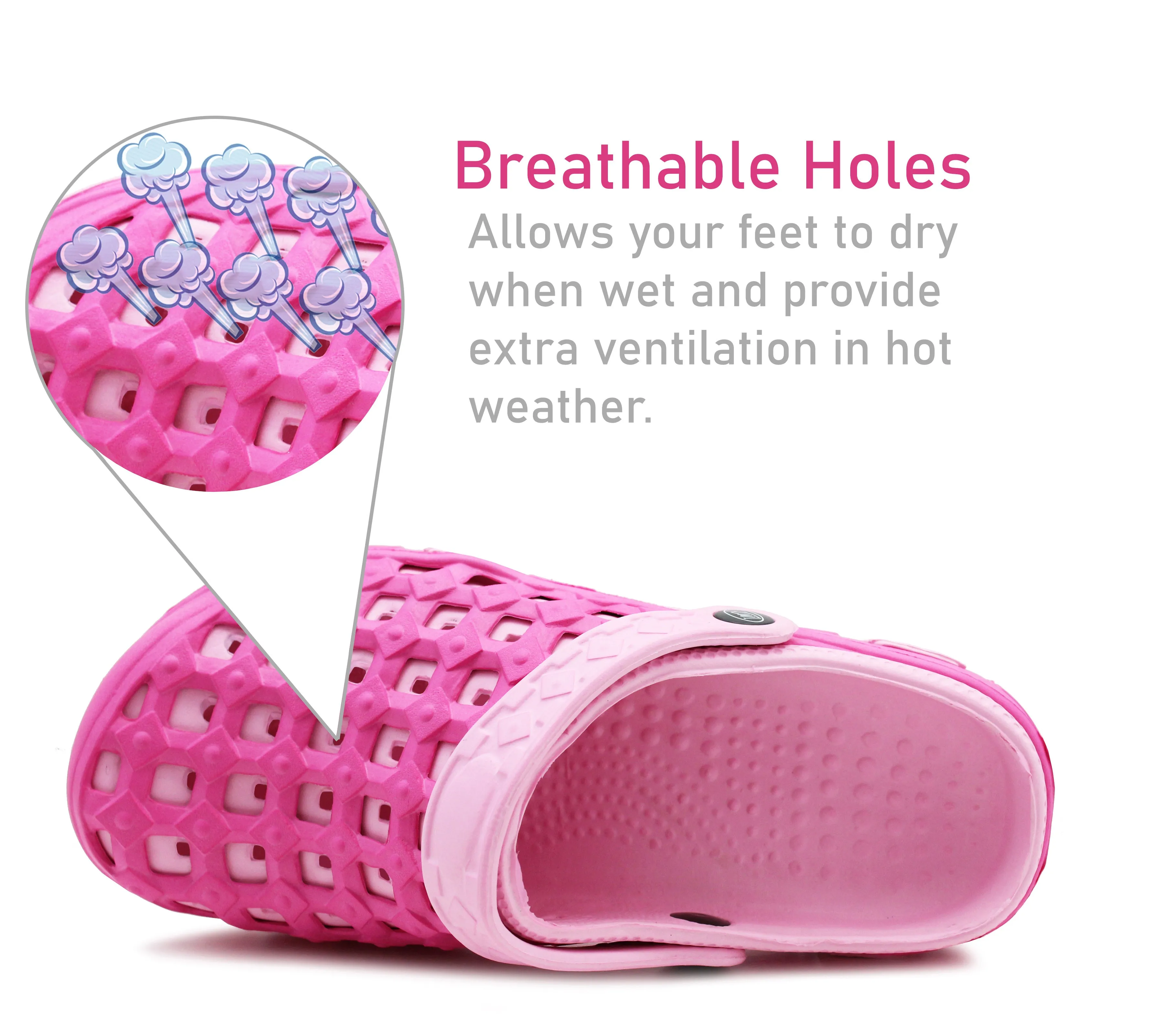 Womens Clogs Lightweight Fuchsia Pink EVA Breathable Beach Summer Sandals Ladies Garden Hospital Shower Pool Shoes