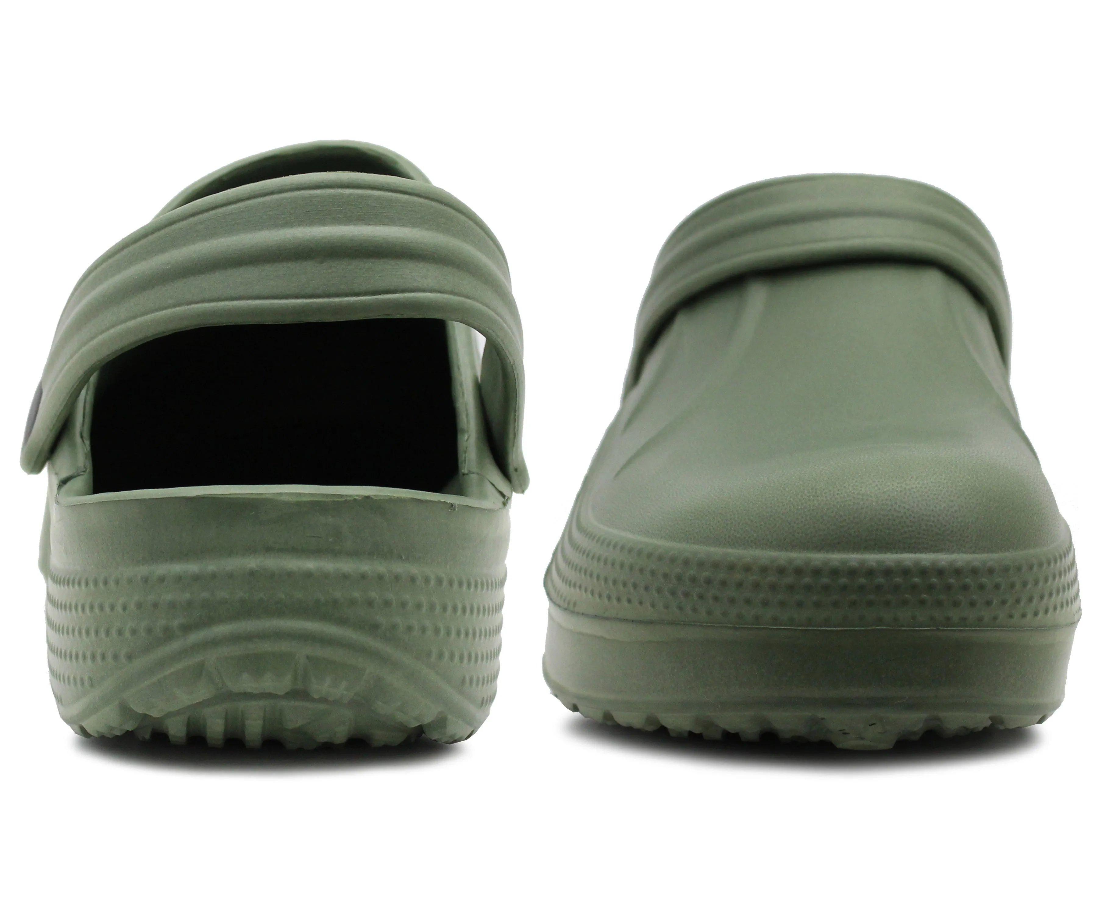 Womens Lightweight Clogs EVA Slip On Garden Adjustable Strap Summer Beach Hospital Nurse Kitchen Chef Water Shoes Sandals in Green