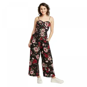 Xhilaration Women's Floral Print Sleeveless Sweetheart Neck Bra Cup Jumpsuit