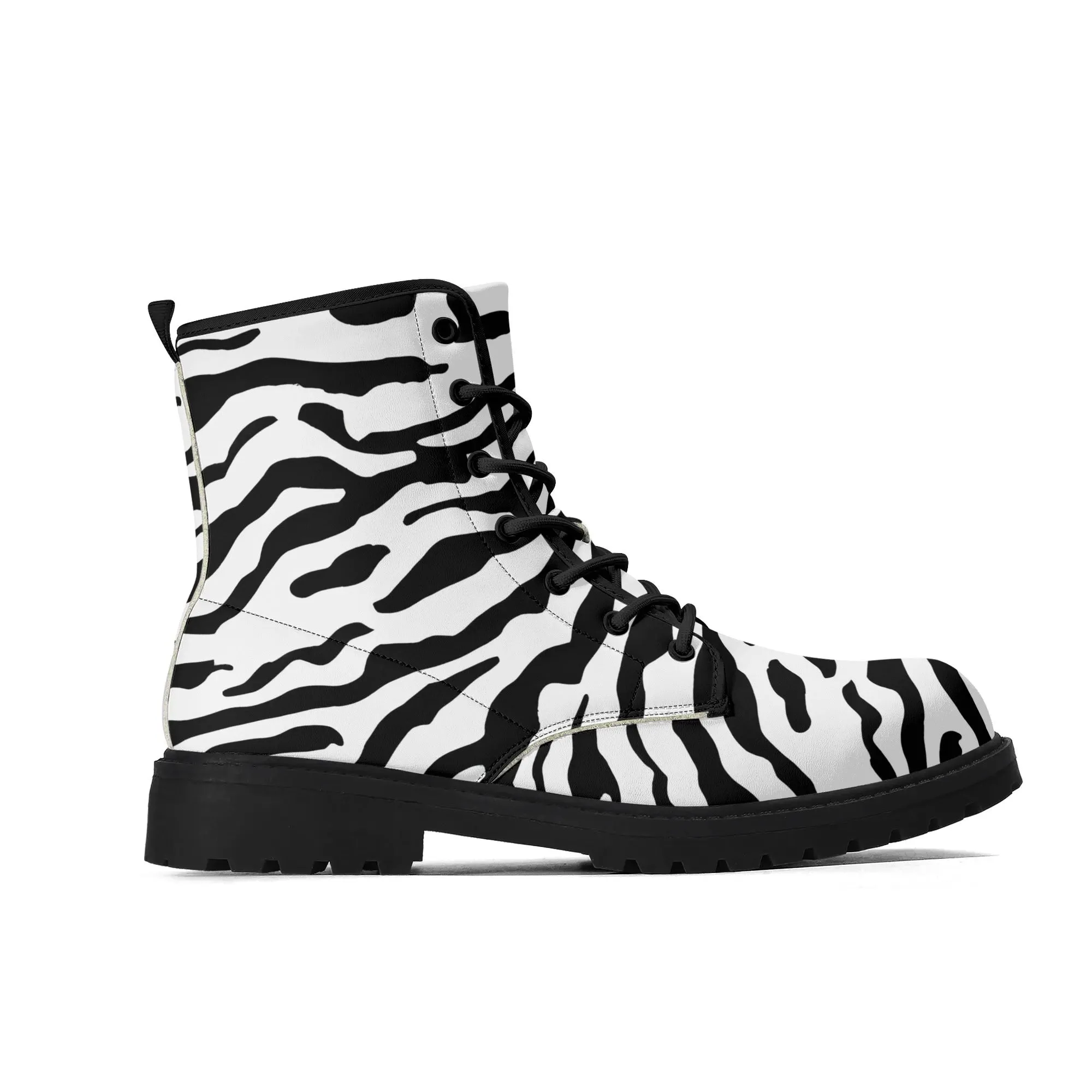 Zebra Print #1 Womens Vegan Combat Boots