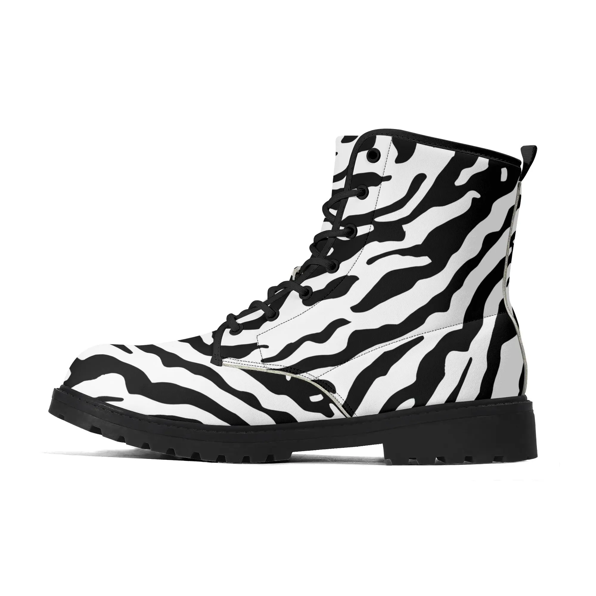 Zebra Print #1 Womens Vegan Combat Boots