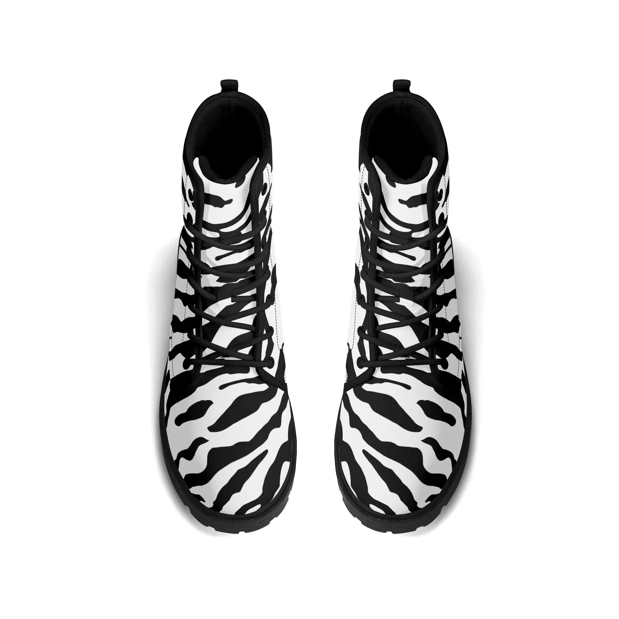 Zebra Print #1 Womens Vegan Combat Boots
