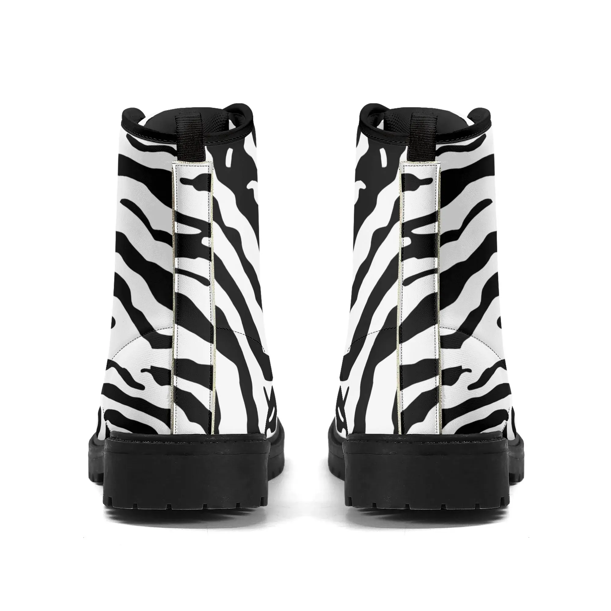 Zebra Print #1 Womens Vegan Combat Boots