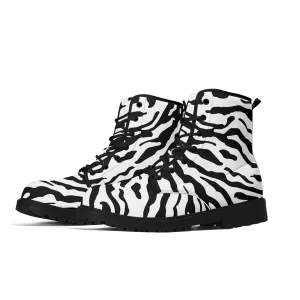 Zebra Print #1 Womens Vegan Combat Boots