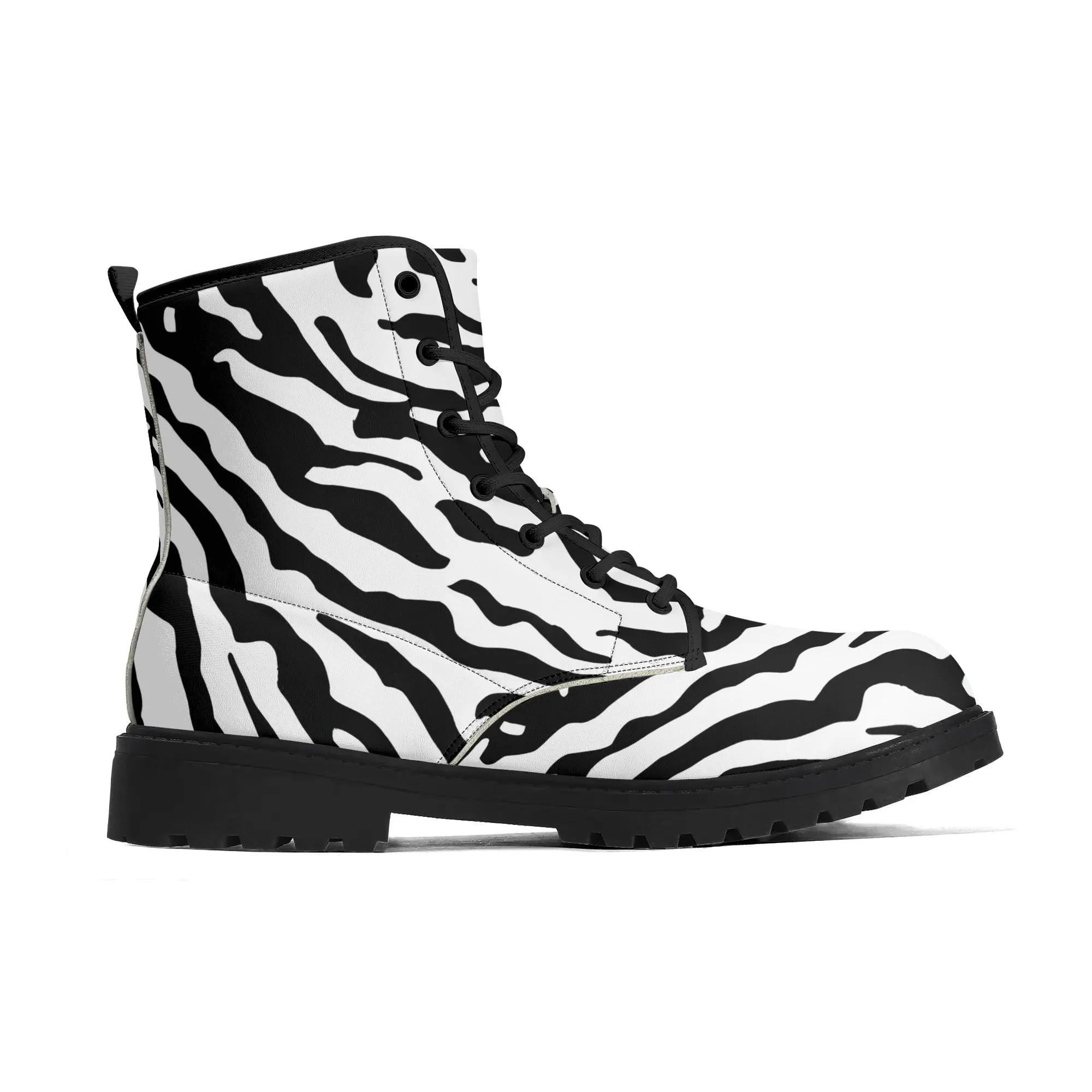 Zebra Print #1 Womens Vegan Combat Boots