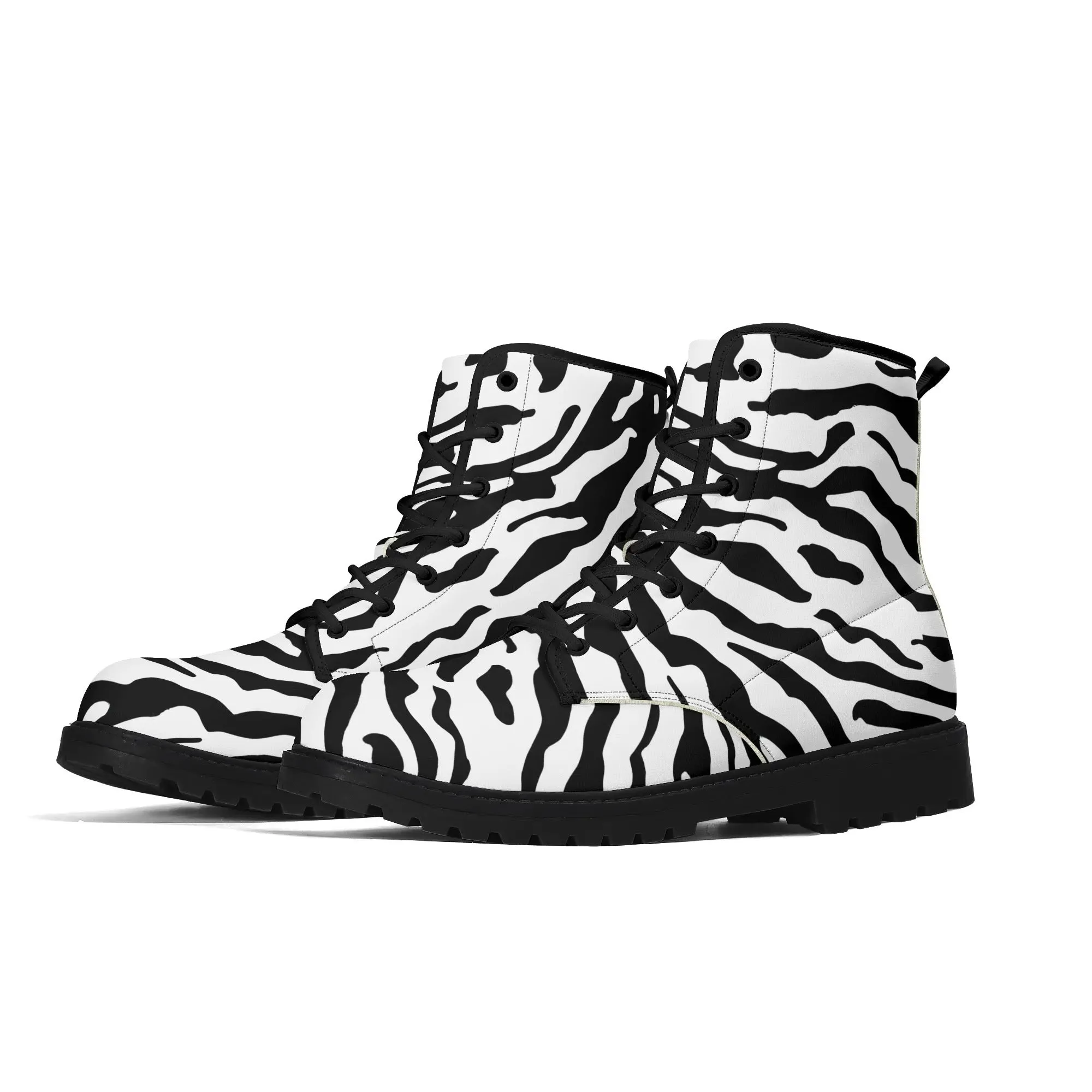 Zebra Print #1 Womens Vegan Combat Boots